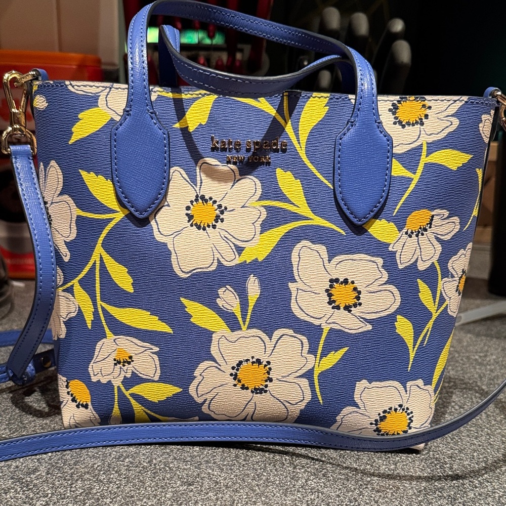 Kate Spade Blue and Yellow Floral Crossbody Bag